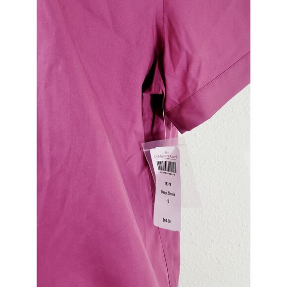 Coldwater Creek Deep Zinnia Purple Pink Button Up 16 Short Sleeves New With Tags - Picture 2 of 8